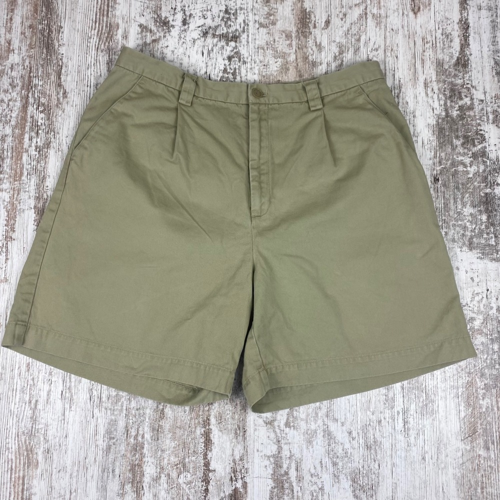 Vintage GAP Y2K Pleated Khaki Shorts Womens 14 Tan Cotton Chino Classic Fit